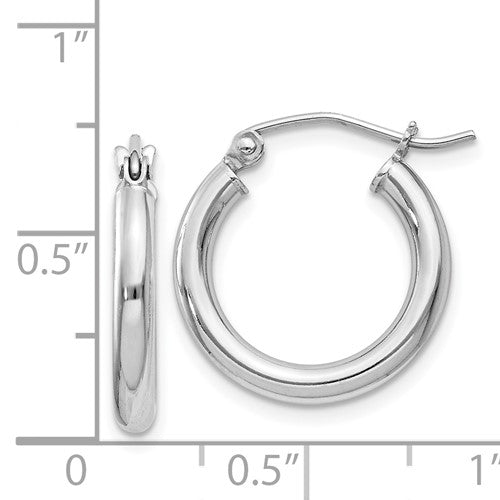 Sterling Silver Polished 2.5mm Round Hoop Earrings
