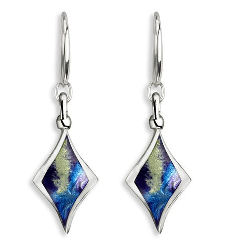 Sterling Silver Blue Aurora Diamond Twist Enamel Wire Earrings