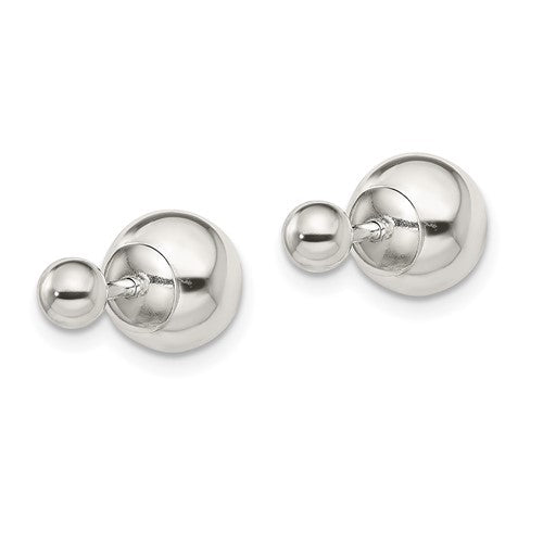 Sterling Silver Polished Front & Back Ball Post Earrings