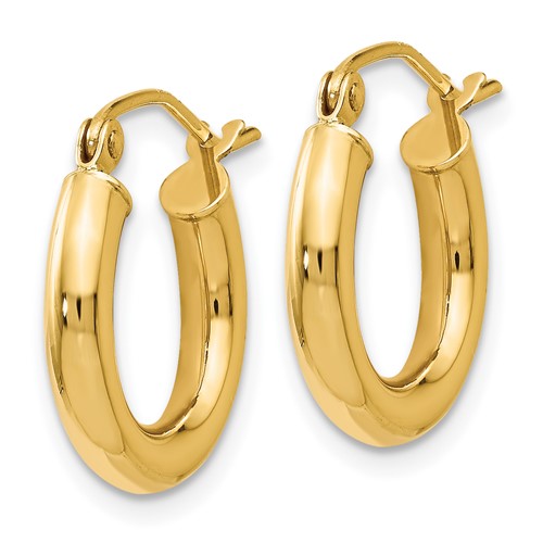 14k Yellow Gold Polished Lightweight Tube Hoop Earrings