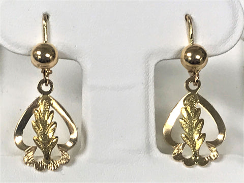 18k Dangle Leaf Earrings