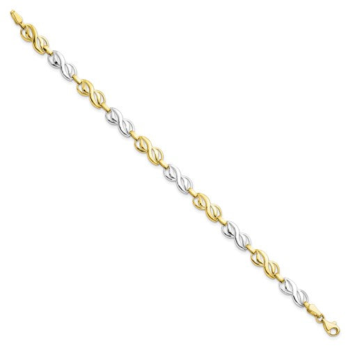 10K Two-Tone Gold Polished Fancy Link Bracelet
