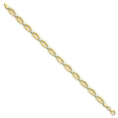 10K Two-Tone Gold Polished Fancy Link