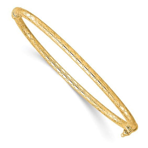 10K Polished & Textured Bangle Bracelet