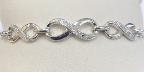 Sterling Diamond Infinity Adjustable Bracelet