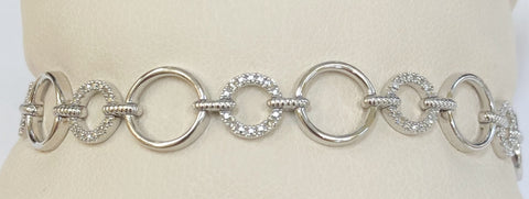 Sterling Silver Diamond Circle Link Bracelet