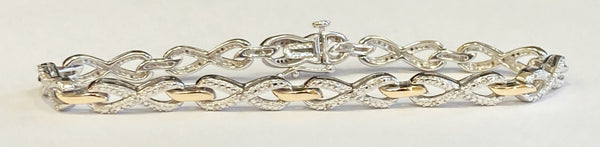 Sterling/10KYG Diamond Infinity Bracelet