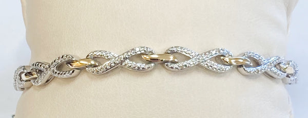 Sterling/10KYG Diamond Infinity Bracelet