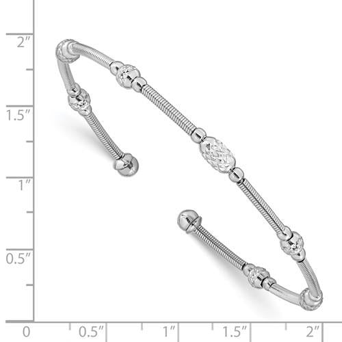 Sterling Silver Diamond Cut Beaded Bangle Bracelet