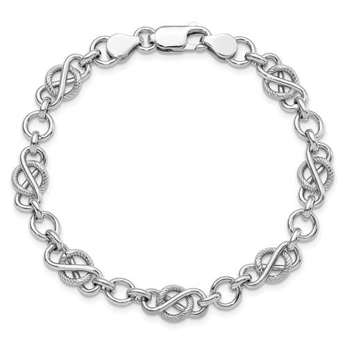 Sterling Silver Polished Ovals & Double Infinity Bracelet