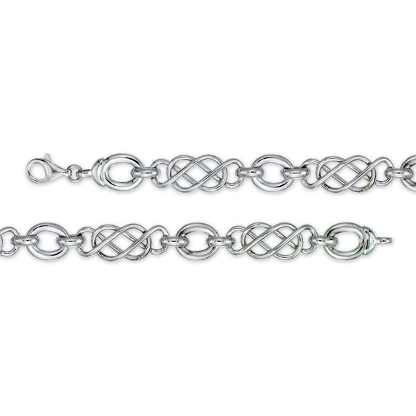 Sterling Silver Polished Ovals & Double Infinity Bracelet