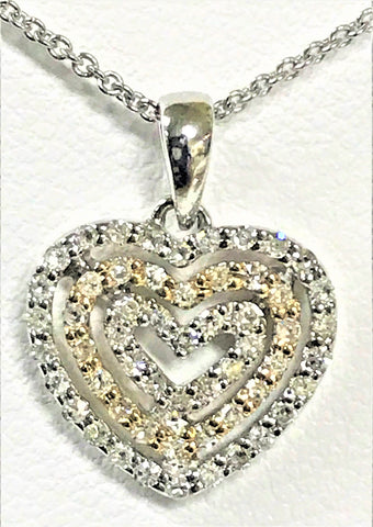 14K Two-Tone Gold Diamond Triple Heart Pendant