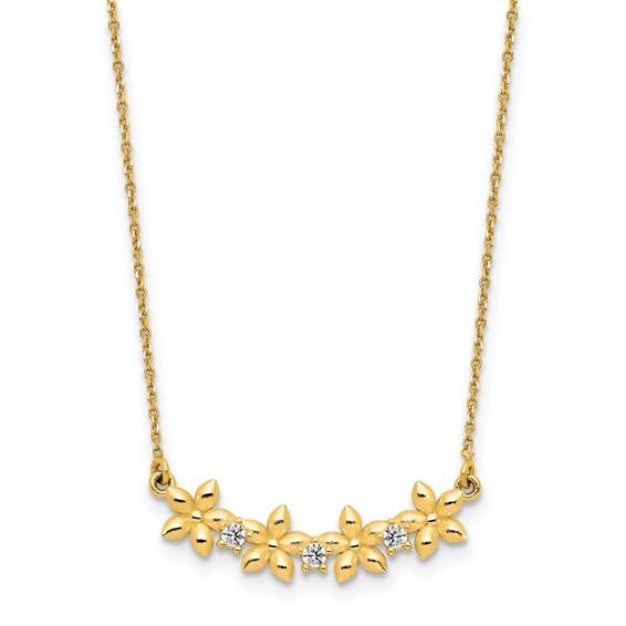 14k Polished Cubic Zirconia & Star Necklace