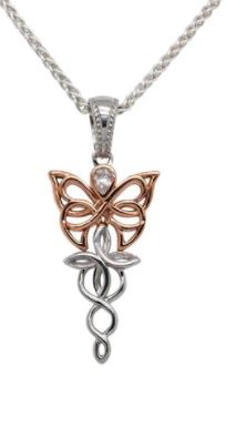 Sterling Silver & 10K Rose Gold Butterfly Pendant