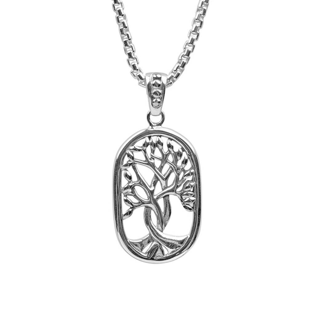 Sterling Tree of Life Open Dog Tag Pendant