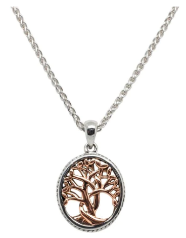 Sterling & 10k Rose Small Tree of Life Pendant