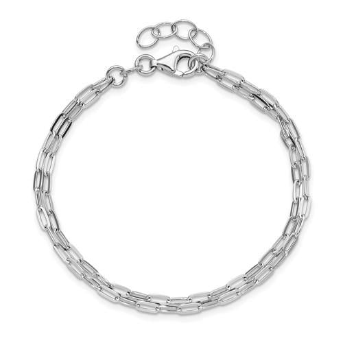 Sterling Silver Paperclip Polished Multi-Strand Bracelet