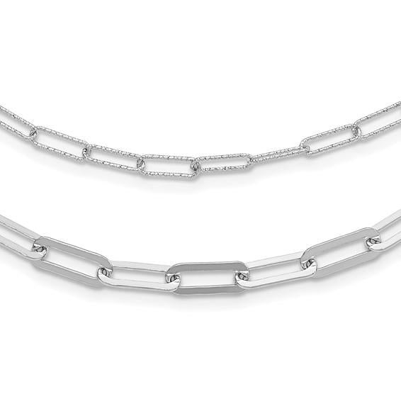 Sterling Silver Polished & Diamond Cut Multi-Layered Necklace