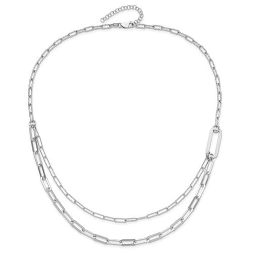 Sterling Silver Polished & Diamond Cut Multi-Layered Necklace