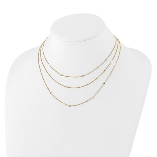 Sterling Silver Gold-Tone Cubic Zirconia Layered Necklace