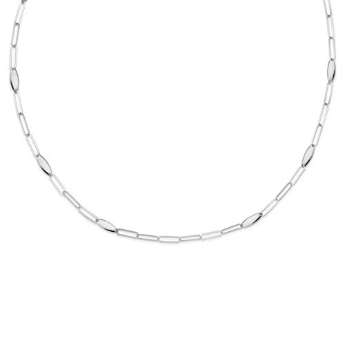 Sterling Silver Polished Flat Oval Link Necklace