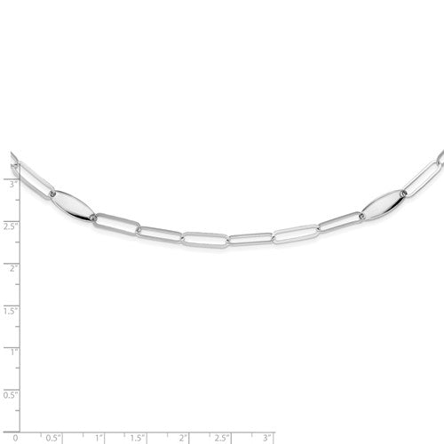 Sterling Silver Polished Flat Oval Link Necklace