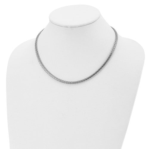 Sterling Silver Polished Flat Diamond Cut Spiga Necklace