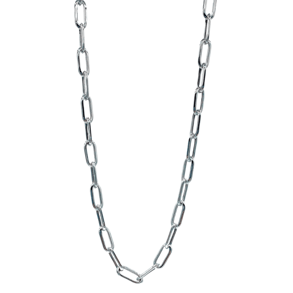 16" Sterling Silver 3.5mm Diamond-Cut Paperclip Necklace