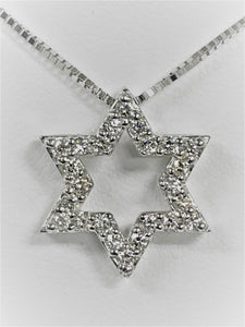 14k Diamond Star of David Pendant