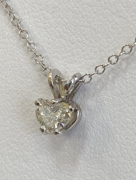 14KWG Heart Shaped Diamond Solitaire Necklace