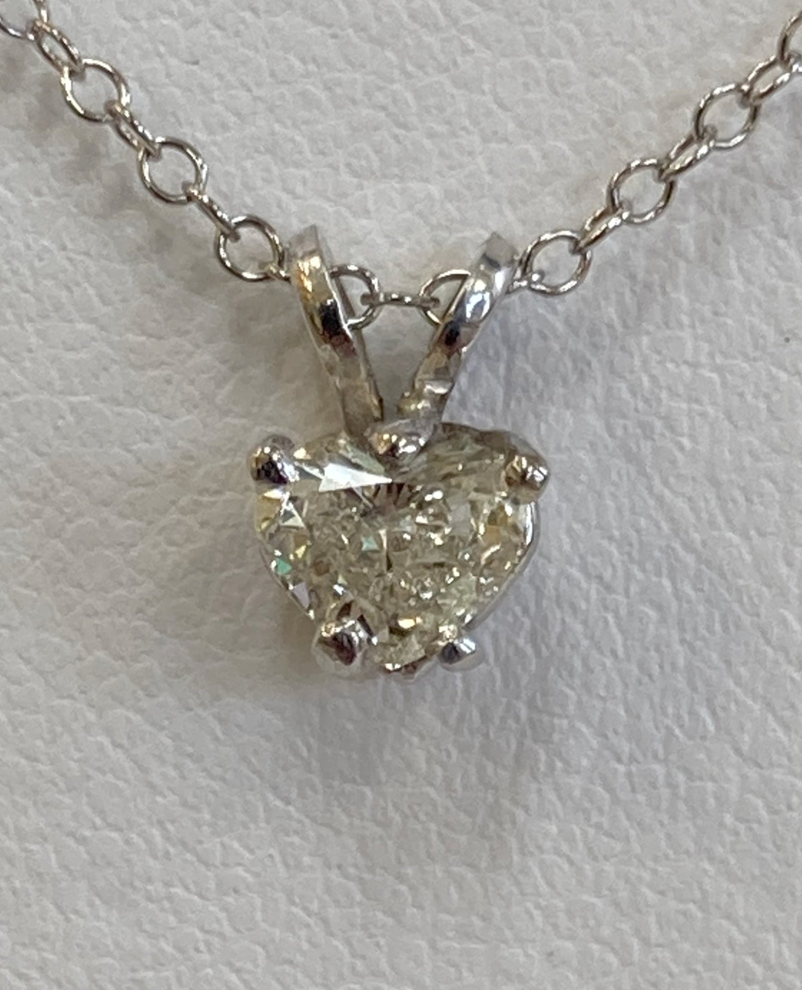 14KWG Heart Shaped Diamond Solitaire Necklace