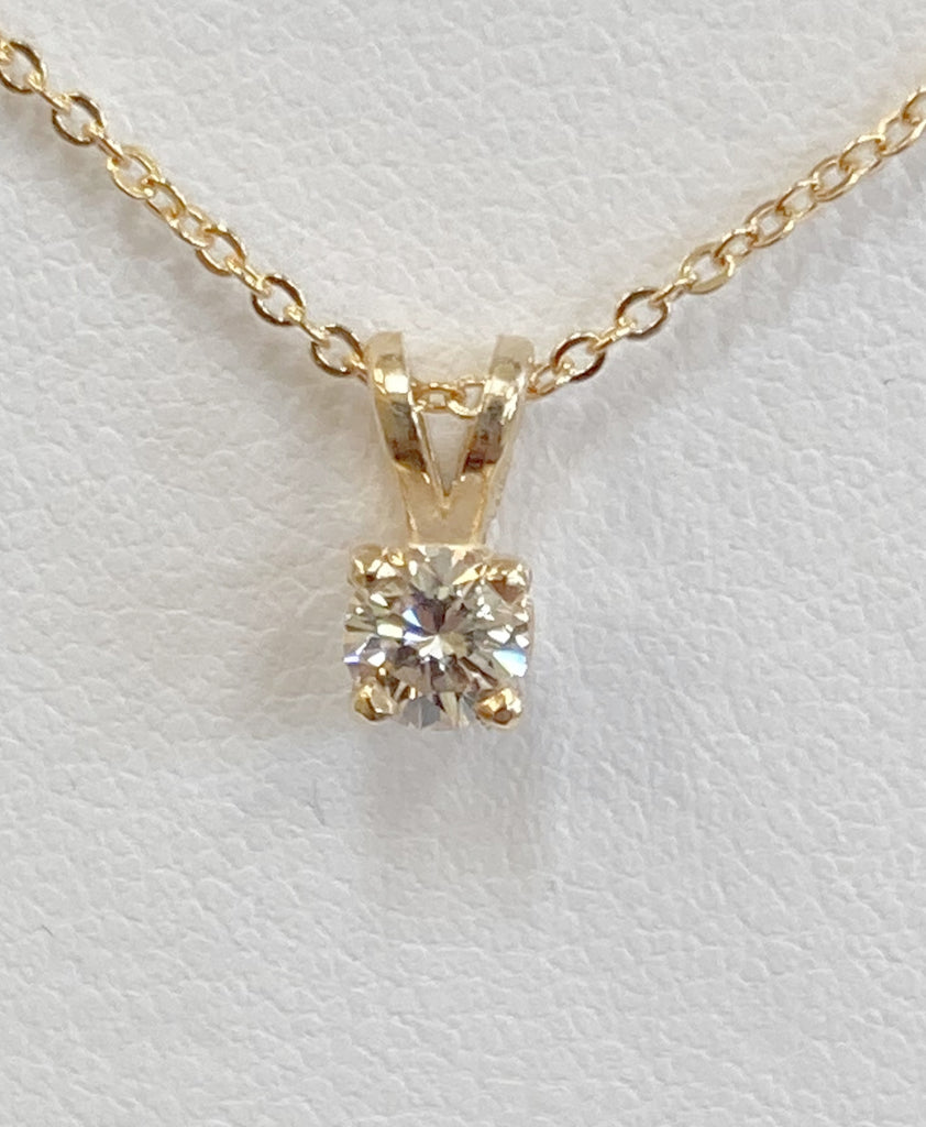 Solitaire Pendant with Oval Cut Diamond Essence in 14K Solid Gold. Choice  of 1, 2 and 3 carat available. Free Vermeil Chain Included.