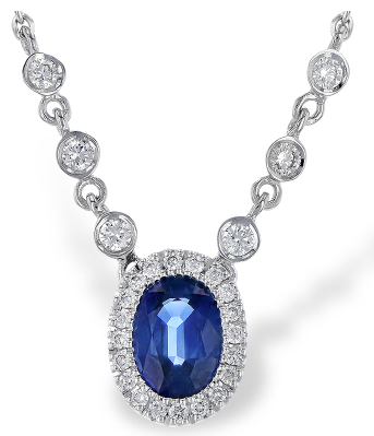 14K Blue Sapphire & Diamond Necklace