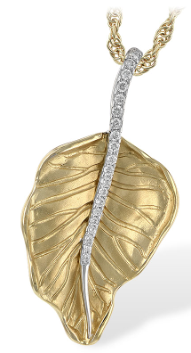 14K Diamond Leaf Necklace