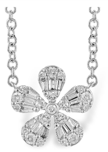 14k Diamond Flower Necklace