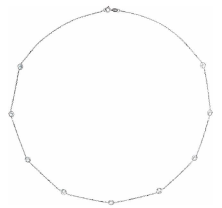 14K White Gold Bezel-Set Diamond Necklace