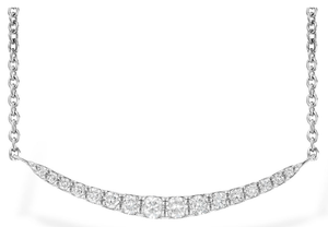 14K Diamond Curved Bar Necklace