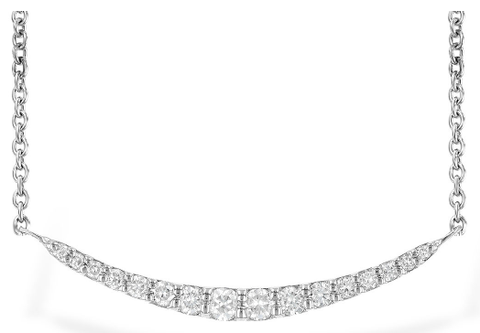 14K Diamond Curved Bar Necklace