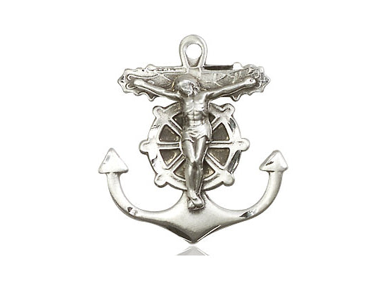 Sterling Silver Anchor Crucifix Pendant