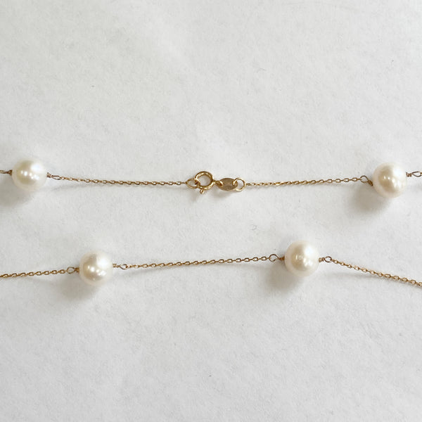 18" 14k Freshwater Pearl Tin-Cup Necklace