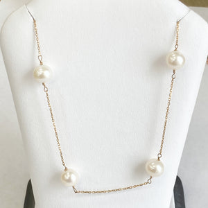 18" 14k Freshwater Pearl Tin-Cup Necklace