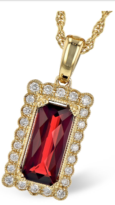 18" 14KYG Garnet & Diamond Necklace