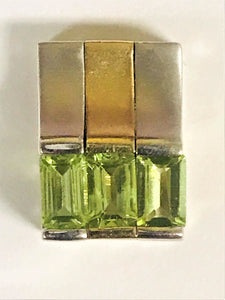 14K Two-Tone gold Emerald-Cut Peridot Slide/Pendant