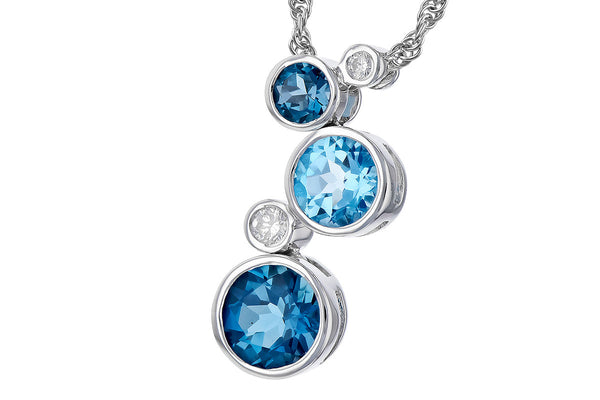 14K Blue Topaz & Diamond Necklace