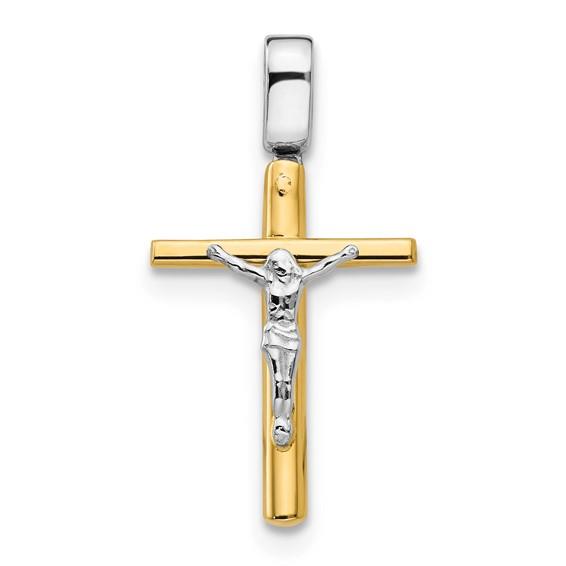 14K Two-Tone Gold Polished Crucifix