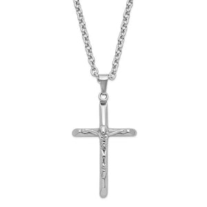 Stainless Steel Polished Crucifix Pendant with Chain