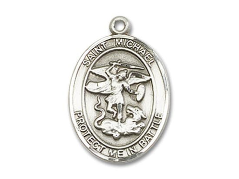 Antiqued Sterling Silver Oval St. Michael Medal