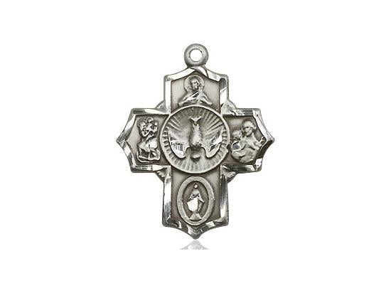 Sterling Silver Antiqued 5-Way Holy Spirit Cross Pendant