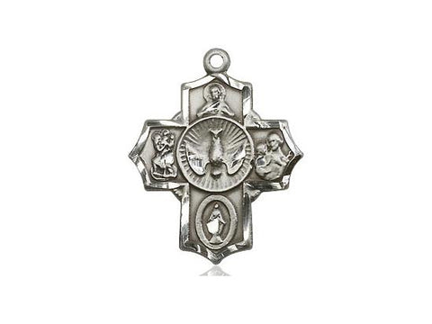 Sterling Silver Antiqued 5-Way Holy Spirit Cross Pendant