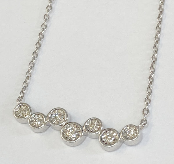 Sterling Silver Diamond Bezel Stationary Necklace